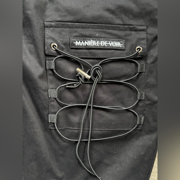 Manière De Voir Black Bungee Cord Lace-Up Cargo Jogger Pants Size 8 NWT - Picture 9 of 11